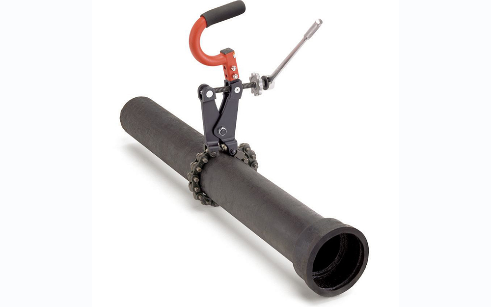A chain-type cast-iron pipe cutter.